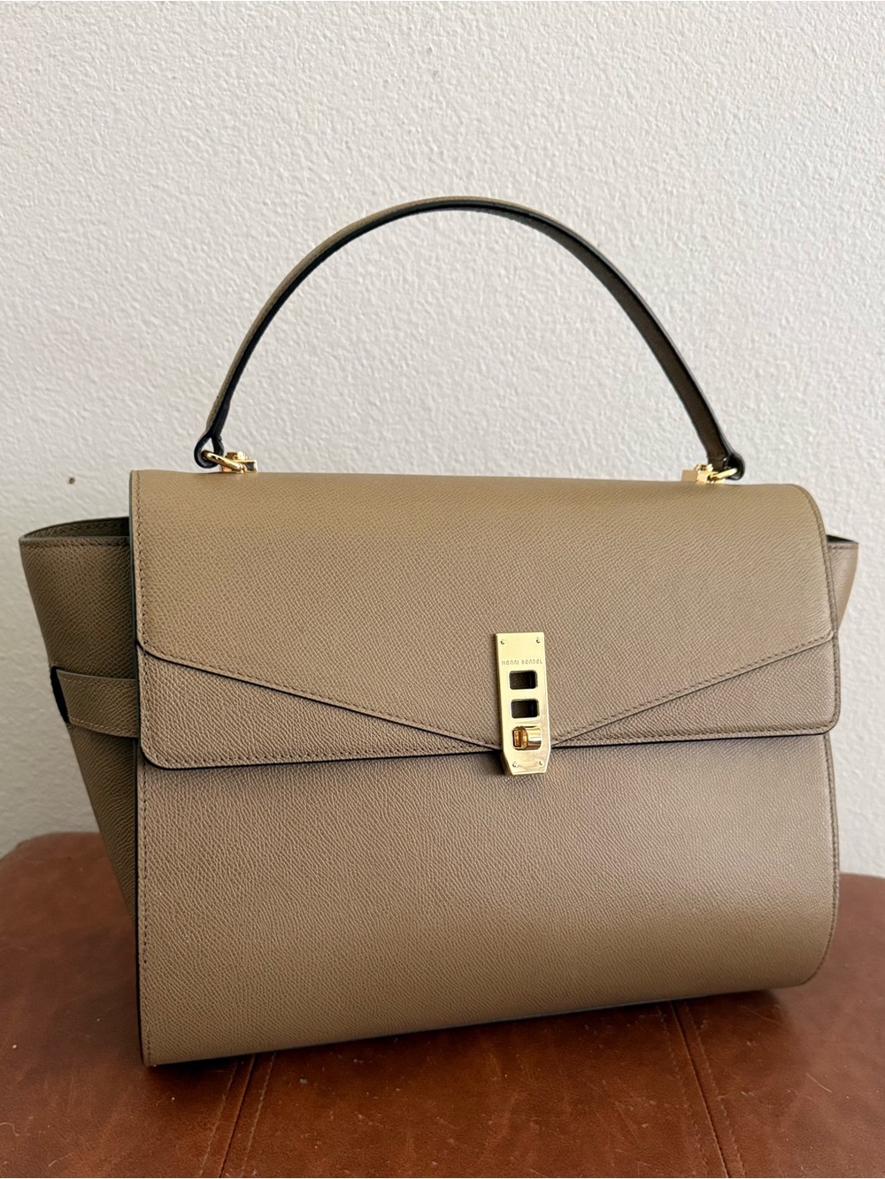 Taupe Structured Top-Handle Women’s Satchel